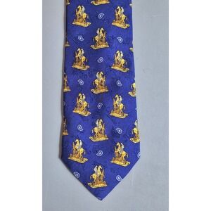 Salvador Dali Mens Silk Tie Saint Georges et le Dragon Motif Blue Gold Italy 56"